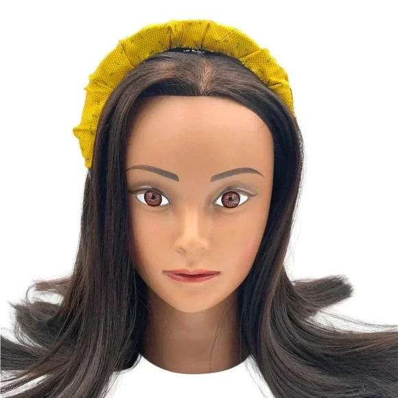 Handcrafted Crown Upcycled Yellow Bowtie Valentino Tie Headband Hair Accessory - Picture 2 of 8